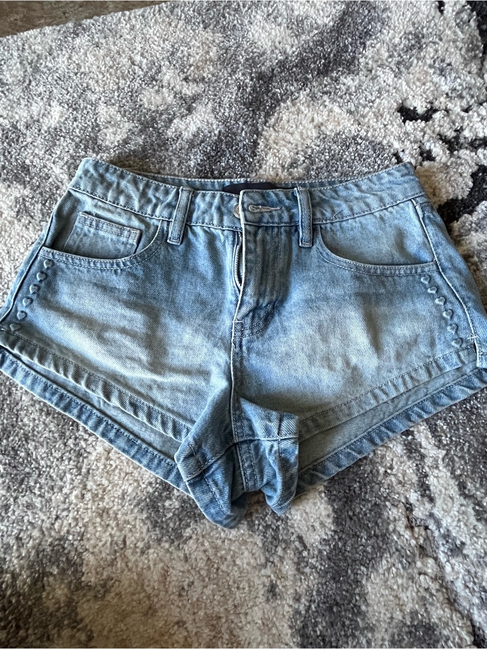 Women’s Light Blue Denim Shorts - Casual Low-Rise Style